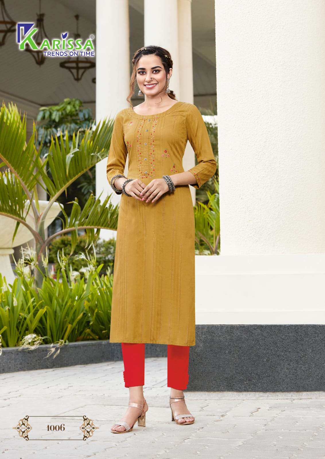 Karissa-Rim Zim- Heavy-Fancy-Viscose-Weaving-Effect-Liva-Tag-Thread-Manual-Handwork-Kurti-1006